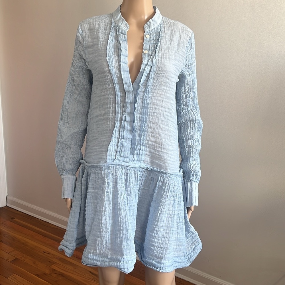 See By Chloe Light Blue Long Sleeve Mini Dress